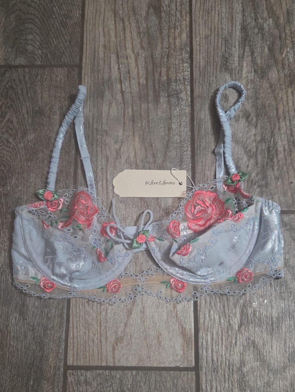 NWT For Love & Lemons Blue Floral Bra